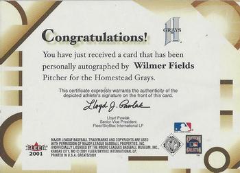 2001 Fleer Greats of the Game - Autographs #NNO Wilmer Fields Back