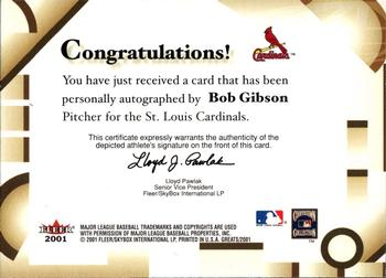 2001 Fleer Greats of the Game - Autographs #NNO Bob Gibson Back