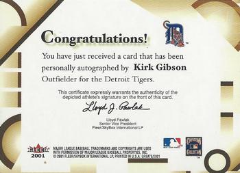 2001 Fleer Greats of the Game - Autographs #NNO Kirk Gibson Back