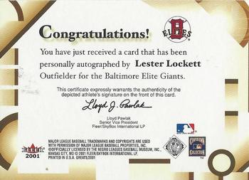 2001 Fleer Greats of the Game - Autographs #NNO Lester Lockett Back