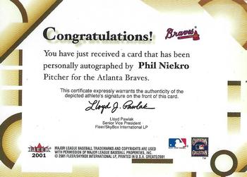 2001 Fleer Greats of the Game - Autographs #NNO Phil Niekro Back