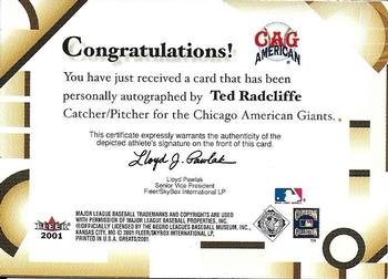 2001 Fleer Greats of the Game #NNO Ted Radcliffe Back