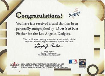2001 Fleer Greats of the Game - Autographs #NNO Don Sutton Back