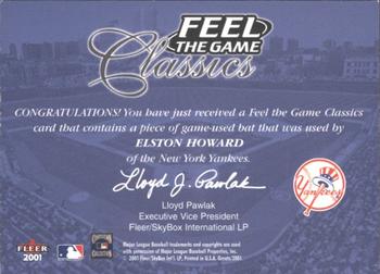 2001 Fleer Greats of the Game - Feel the Game Classics #NNO Elston Howard Back