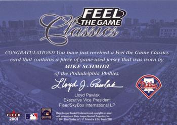 2001 Fleer Greats of the Game - Feel the Game Classics #NNO Mike Schmidt Back
