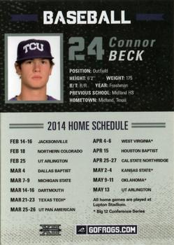 2014 TCU Horned Frogs Schedule Cards #NNO Connor Beck Back