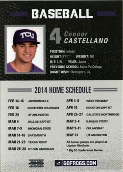 2014 TCU Horned Frogs Schedule Cards #NNO Connor Castellano Back