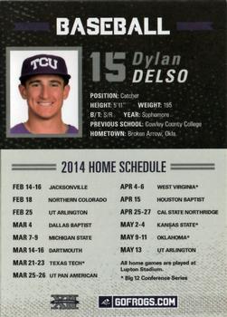 2014 TCU Horned Frogs Schedule Cards #NNO Dylan Delso Back