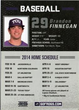 2014 TCU Horned Frogs Schedule Cards #NNO Brandon Finnegan Back