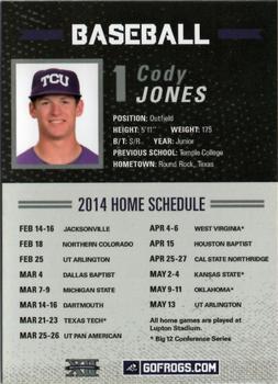 2014 TCU Horned Frogs Schedule Cards #NNO Cody Jones Back