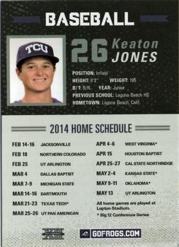 2014 TCU Horned Frogs Schedule Cards #NNO Keaton Jones Back