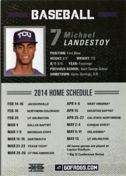 2014 TCU Horned Frogs Schedule Cards #NNO Michael Landestoy Back
