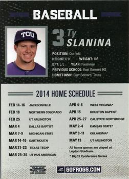 2014 TCU Horned Frogs Schedule Cards #NNO Ty Slanina Back