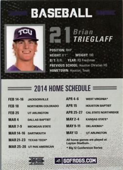 2014 TCU Horned Frogs Schedule Cards #NNO Brian Trieglaff Back