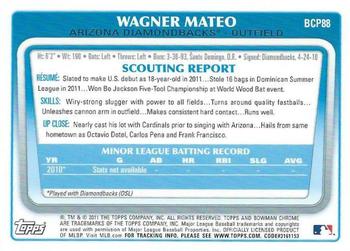 2011 Bowman - Chrome Prospect Autographs #BCP88 Wagner Mateo Back