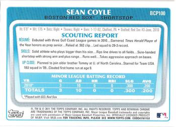 2011 Bowman - Chrome Prospect Autographs #BCP100 Sean Coyle Back