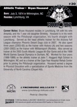 2009 Choice Lynchburg Hillcats #30 Bryan Housand Back