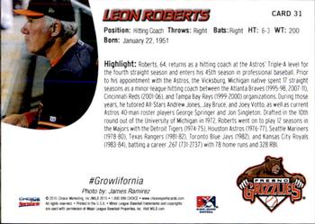 2015 Choice Fresno Grizzlies #31 Leon Roberts Back