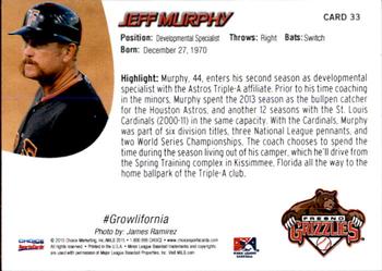 2015 Choice Fresno Grizzlies #33 Jeff Murphy Back