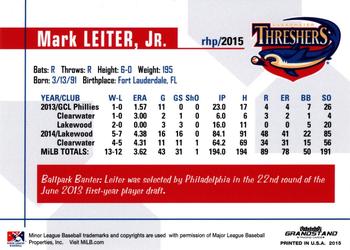 2015 Grandstand Clearwater Threshers #NNO Mark Leiter Jr. Back