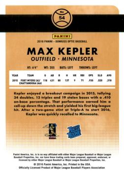 2016 Donruss Optic #54 Max Kepler Back