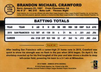 2016 Donruss Optic #110 Brandon Crawford Back