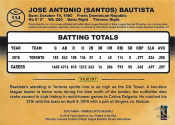 2016 Donruss Optic #114 Jose Bautista Back