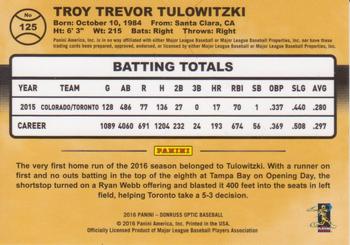 2016 Donruss Optic #125 Troy Tulowitzki Back