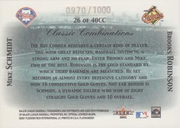 2001 Fleer Platinum - Classic Combinations #26 CC Brooks Robinson / Mike Schmidt Back