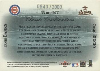 2001 Fleer Platinum - Classic Combinations #33 CC Ernie Banks / Craig Biggio  Back