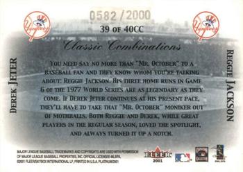 2001 Fleer Platinum - Classic Combinations #39 CC Derek Jeter / Reggie Jackson  Back