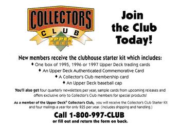 1998 Upper Deck #NNO Collectors Club Membership Offer Front