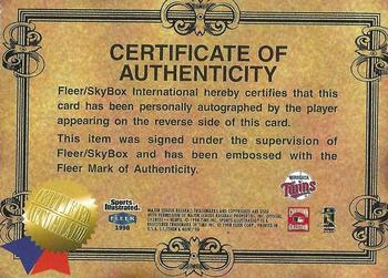 2001 Fleer Platinum - Rack Pack Autographs #NNO Harmon Killebrew Back
