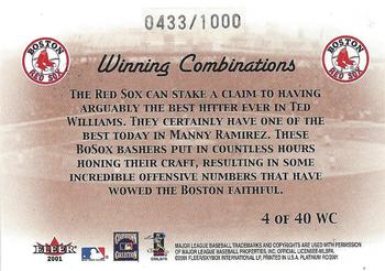 2001 Fleer Platinum - Winning Combinations #4 WC Ted Williams / Manny Ramirez Back