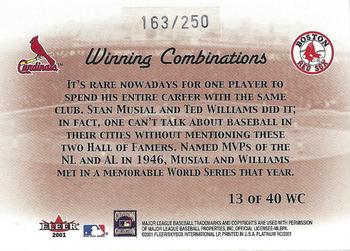 2001 Fleer Platinum - Winning Combinations #13 WC Stan Musial / Ted Williams Back