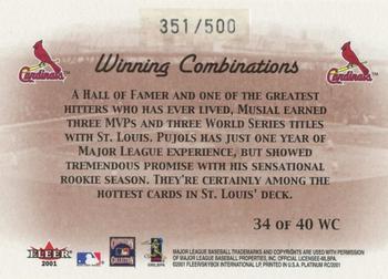 2001 Fleer Platinum - Winning Combinations #34 WC Stan Musial / Albert Pujols Back