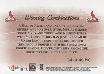 2001 Fleer Platinum - Winning Combinations Blue #34 WC Stan Musial / Albert Pujols  Back