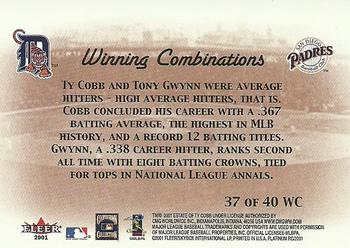 2001 Fleer Platinum - Winning Combinations Blue #37 WC Ty Cobb / Tony Gwynn  Back