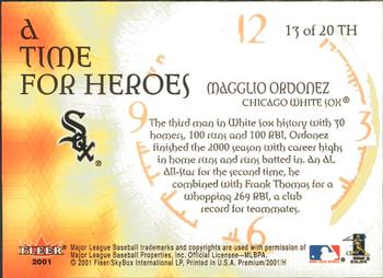 2001 Fleer Premium - A Time for Heroes #13 TH Magglio Ordonez  Back