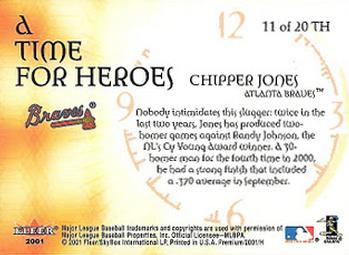 2001 Fleer Premium - A Time for Heroes #11 TH Chipper Jones  Back