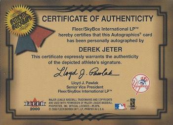 2001 Fleer Premium - Autographics #NNO Derek Jeter Back