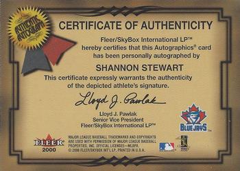 2001 Fleer Premium - Autographics #NNO Shannon Stewart Back