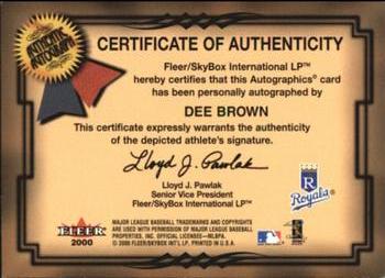 2001 Fleer Premium - Autographics Silver #NNO Dee Brown Back