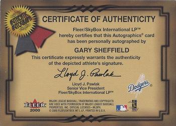 2001 Fleer Premium - Autographics Silver #NNO Gary Sheffield Back