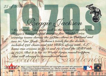 2001 Fleer Premium - Decades of Excellence #25 de Reggie Jackson Back