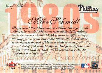 2001 Fleer Premium - Decades of Excellence #30 de Mike Schmidt Back