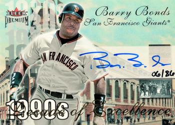 2001 Fleer Premium - Decades of Excellence Autograph #NNO Barry Bonds Front