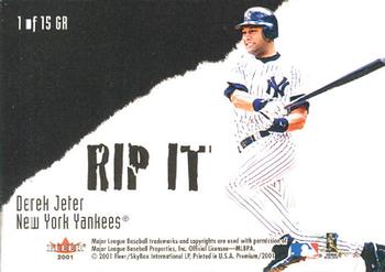 2001 Fleer Premium - Grip It and Rip It #1 GR Roger Clemens / Derek Jeter  Back