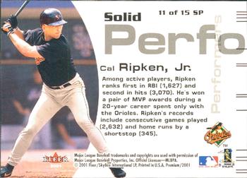 2001 Fleer Premium - Solid Performers #11SP Cal Ripken Jr.  Back