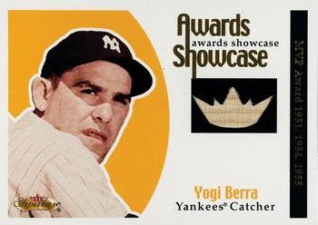 2001 Fleer Showcase - Awards Showcase Memorabilia #NNO Yogi Berra Front
